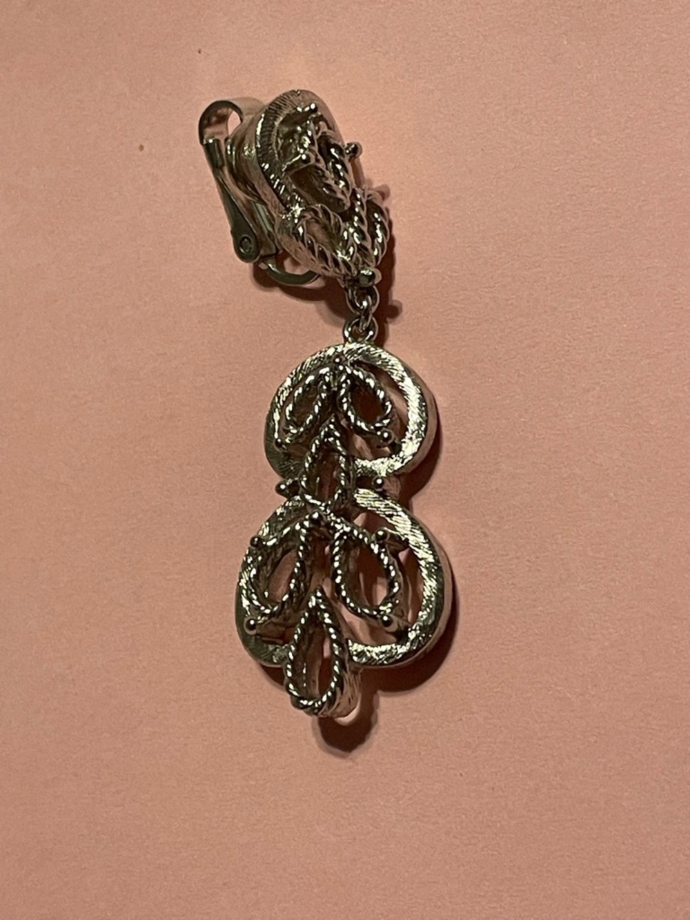 Vintage Signed Crown Trifari Costume Silver Tone Single Earring #9631